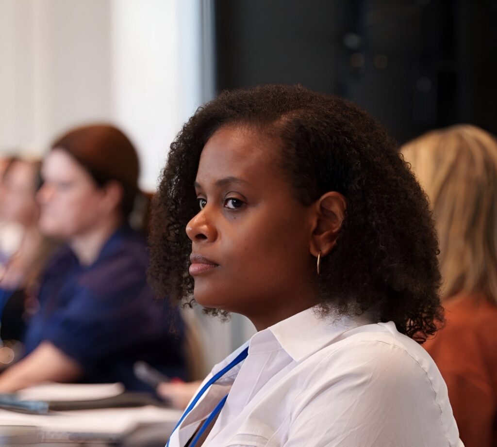 Portrait of Amber Glasgow, President of the Saint Vincent and the Grenadines Squash Association, during the workshop sessions